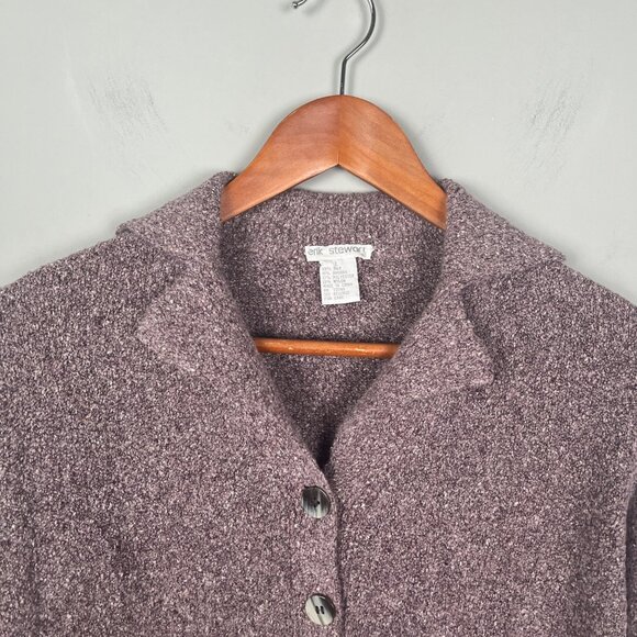 Erik Stewart Multicolor Silk Rabbit Goat Angora Button Up Cardigan Women's Sz. S - Picture 3 of 6